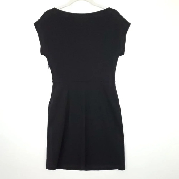 Theory Wyna Sheath Dress Women's Small Black With Pockets Stretch Cap Sleeves - Picture 11 of 14